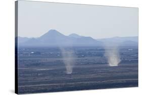 Dust Devils Twirl in the Desert Along the Mexico Border, Southern New Mexico-null-Stretched Canvas