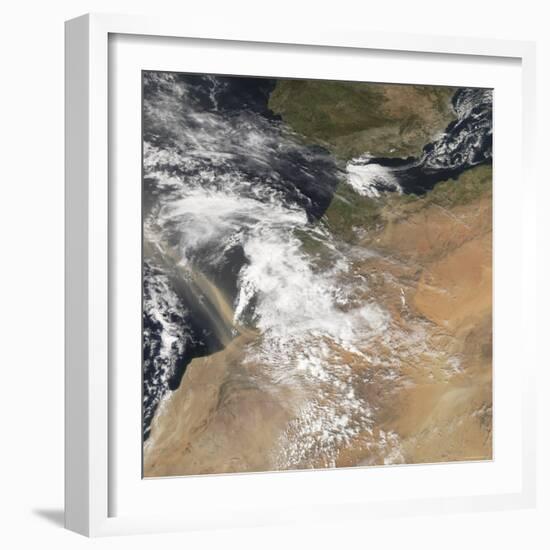 Dust Plumes Blowing Off the Moroccan Coast-Stocktrek Images-Framed Photographic Print