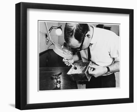 Dusting a Box for Fingerprints at New Scotland Yard. Metropolitan Police-null-Framed Photographic Print