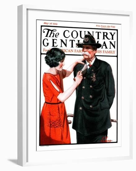 "Dusting Off Grandfather's Uniform," Country Gentleman Cover, May 26, 1923-J.F. Kernan-Framed Giclee Print