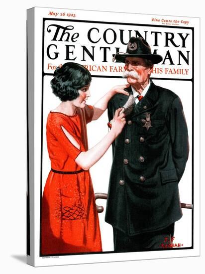 "Dusting Off Grandfather's Uniform," Country Gentleman Cover, May 26, 1923-J.F. Kernan-Stretched Canvas