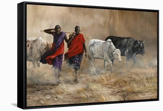 Dusty Cattle Drive-Trevor V. Swanson-Framed Stretched Canvas
