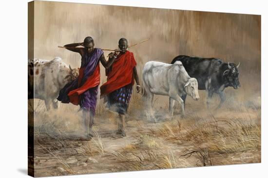 Dusty Cattle Drive-Trevor V. Swanson-Stretched Canvas