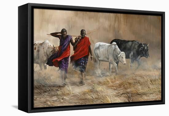 Dusty Cattle Drive-Trevor V. Swanson-Framed Stretched Canvas