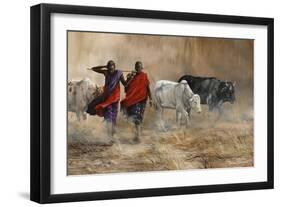 Dusty Cattle Drive-Trevor V. Swanson-Framed Premium Giclee Print