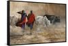 Dusty Cattle Drive-Trevor V. Swanson-Framed Stretched Canvas