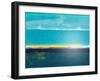 Dusty Cyan Horizon Abstract Study-Emma Moore-Framed Art Print