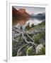 Dusty Star Mountain, St. Mary Lake, and Wildflowers at Dawn, Glacier National Park, Montana, United-James Hager-Framed Photographic Print