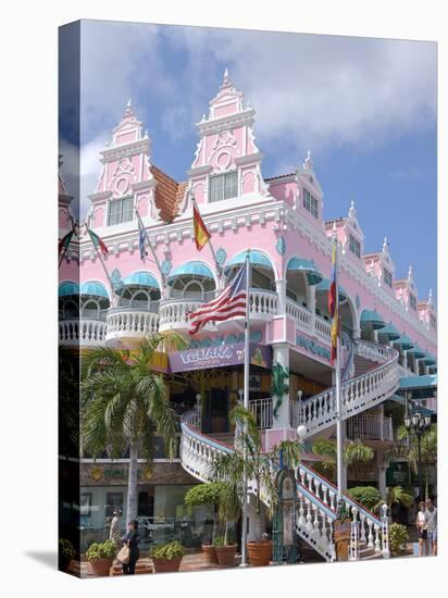 Dutch Architecture of Oranjestad Shops, Aruba, Caribbean-Lisa S^ Engelbrecht-Stretched Canvas