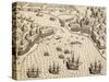 Dutch Arriving at Madura Island, Java, Engraving from Work India Orientalis-Theodor de Bry-Stretched Canvas