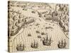 Dutch Arriving at Madura Island, Java, Engraving from Work India Orientalis-Theodor de Bry-Stretched Canvas