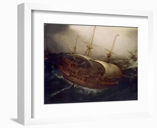 Dutch Battleship in a Storm-Hendrick Cornelisz. Vroom-Framed Giclee Print