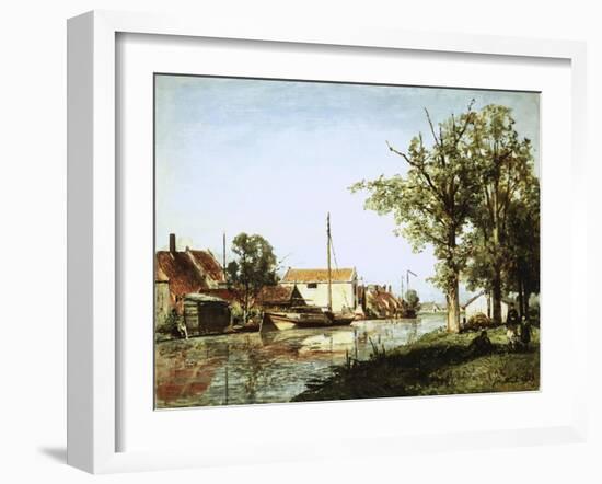 Dutch Canal Scene-Johan-Barthold Jongkind-Framed Giclee Print