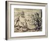 Dutch Captain Sebalt De Weert Landing on the Coast of Guiana, from Historia Americae-Theodor de Bry-Framed Giclee Print
