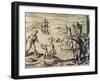 Dutch Captain Sebalt De Weert Landing on the Coast of Guiana, from Historia Americae-Theodor de Bry-Framed Giclee Print