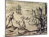 Dutch Captain Sebalt De Weert Landing on the Coast of Guiana, from Historia Americae-Theodor de Bry-Mounted Giclee Print