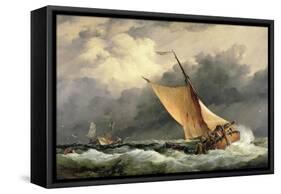 Dutch Cargo Boats in Rough Sea-Edward William Cooke-Framed Stretched Canvas