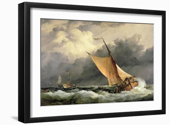 Dutch Cargo Boats in Rough Sea-Edward William Cooke-Framed Premium Giclee Print