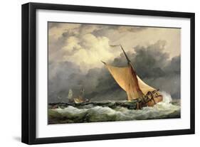 Dutch Cargo Boats in Rough Sea-Edward William Cooke-Framed Premium Giclee Print