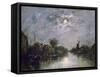 Dutch Channel in the Moonlight, C1840-1891-Johan Barthold Jongkind-Framed Stretched Canvas