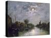 Dutch Channel in the Moonlight, C1840-1891-Johan Barthold Jongkind-Stretched Canvas