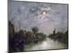 Dutch Channel in the Moonlight, C1840-1891-Johan Barthold Jongkind-Mounted Giclee Print