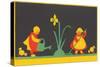 Dutch Children Watering Daffodil-null-Stretched Canvas