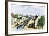 Dutch Colonists Using the Canal in Broad Street, New Amsterdam, 1600s-null-Framed Giclee Print