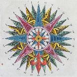 Compass Rose, from a Blaue Atlas, Published in Amsterdam, 1697 (Coloured Engraving)-Dutch-Giclee Print
