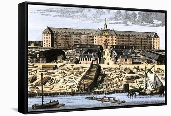 Dutch East India House in Amsterdam, Showing Warehouses and Shipyard-null-Framed Stretched Canvas