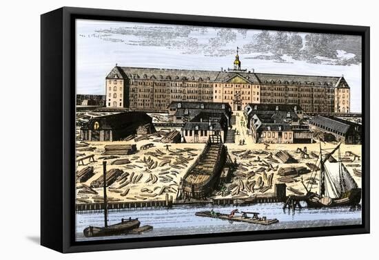 Dutch East India House in Amsterdam, Showing Warehouses and Shipyard-null-Framed Stretched Canvas