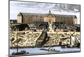 Dutch East India House in Amsterdam, Showing Warehouses and Shipyard-null-Mounted Giclee Print