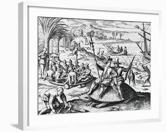 Dutch Explorers Enjoying Island-null-Framed Giclee Print