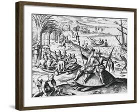 Dutch Explorers Enjoying Island-null-Framed Giclee Print