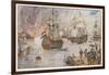 Dutch Fleet Commanded by De Ruiter Sails up the Thames and Burns English Shipping in the Medway-Henry Justice Ford-Framed Art Print