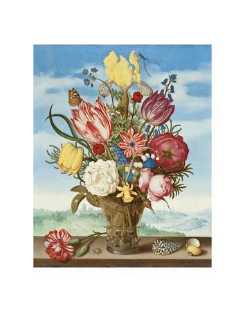 Ambrosius Bosschaert, Bouquet of Flowers on a Ledge