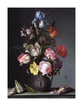Balthasar van der Ast, Flowers in a Vase with Shells and Insects