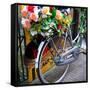 Dutch Flower-Power Bike-Magda Indigo-Framed Stretched Canvas