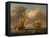 Dutch Galliots Off the Coast-John Wilson Carmichael-Framed Stretched Canvas