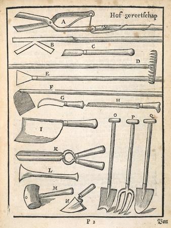 Garden Tools, from 'The Dutch Gardener' by Johann Van Der Groen, Published 1699 (Engraving)