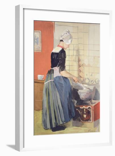 Dutch Girl Cooking, from 'L'Estampe Moderne', Published Paris 1897-99-Ferdinand-Jean Luigini-Framed Giclee Print