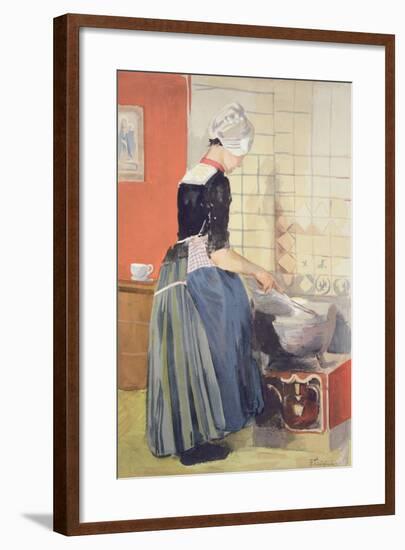 Dutch Girl Cooking, from 'L'Estampe Moderne', Published Paris 1897-99-Ferdinand-Jean Luigini-Framed Giclee Print