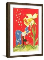 Dutch Girl Watering Daffodil-null-Framed Art Print