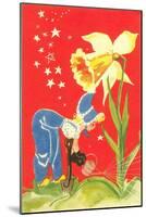 Dutch Girl Watering Daffodil-null-Mounted Art Print