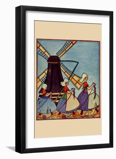 Dutch Girls Knitting-Needlecraft Magazine-Framed Art Print