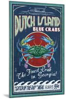 Dutch Island, Georgia - Blue Crabs-Lantern Press-Mounted Art Print