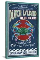 Dutch Island, Georgia - Blue Crabs-Lantern Press-Stretched Canvas