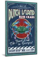 Dutch Island, Georgia - Blue Crabs-Lantern Press-Mounted Art Print
