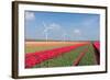 Dutch Landscape with Tulips and Wind Turbines-kruwt-Framed Photographic Print