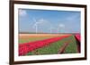 Dutch Landscape with Tulips and Wind Turbines-kruwt-Framed Photographic Print